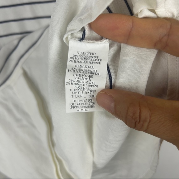 Theory white stripped faux layered top minimalist size Small classic old money - Picture 4 of 5